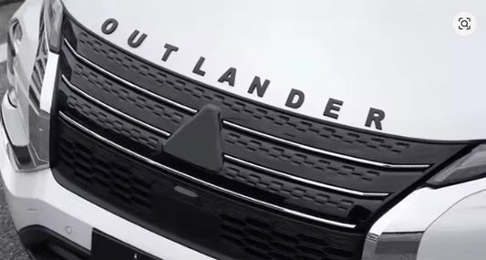 Black 3D Letters Car Front Hood Emblem Badge Decal For Mitsubishi Outlander 2024