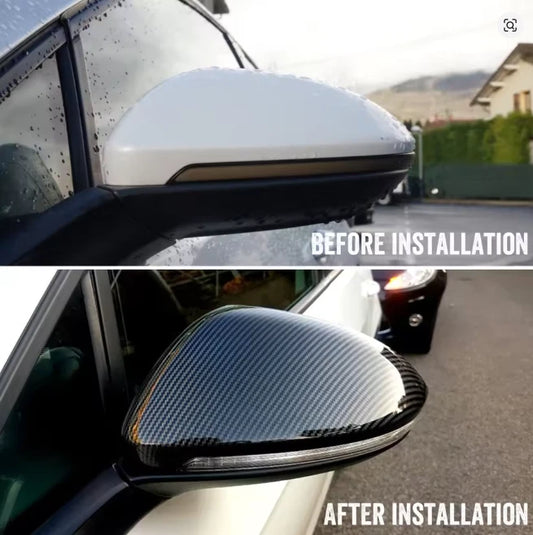 Genuine Fit Full Mirror Caps Carbon Fibre Covers VW Golf MK7 Mk7.5 TSI GTI R